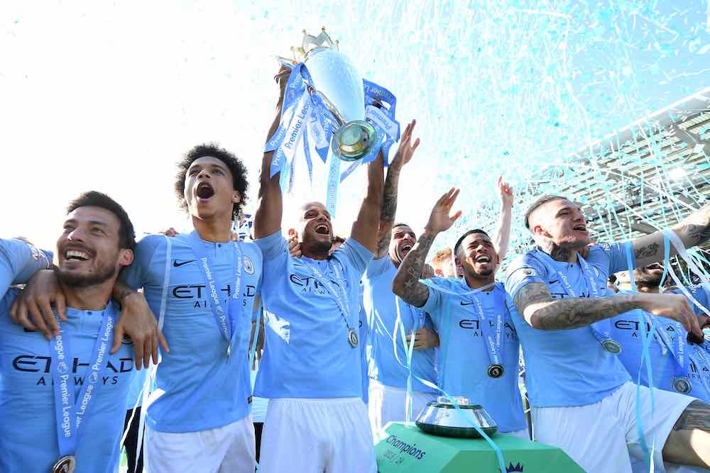 Manchester City Premier League title trophy man city