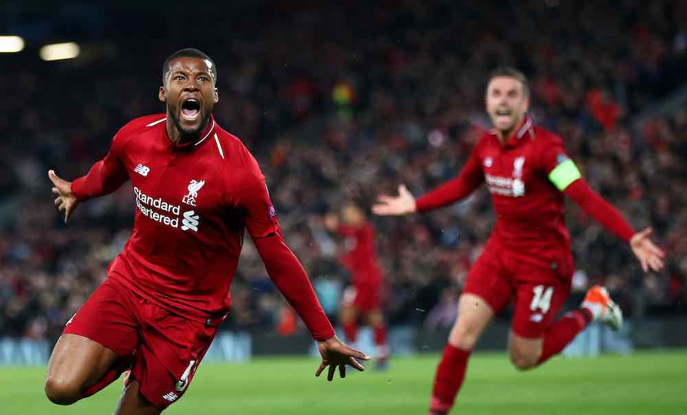 Wijnaldum Liverpool CL goal celebration