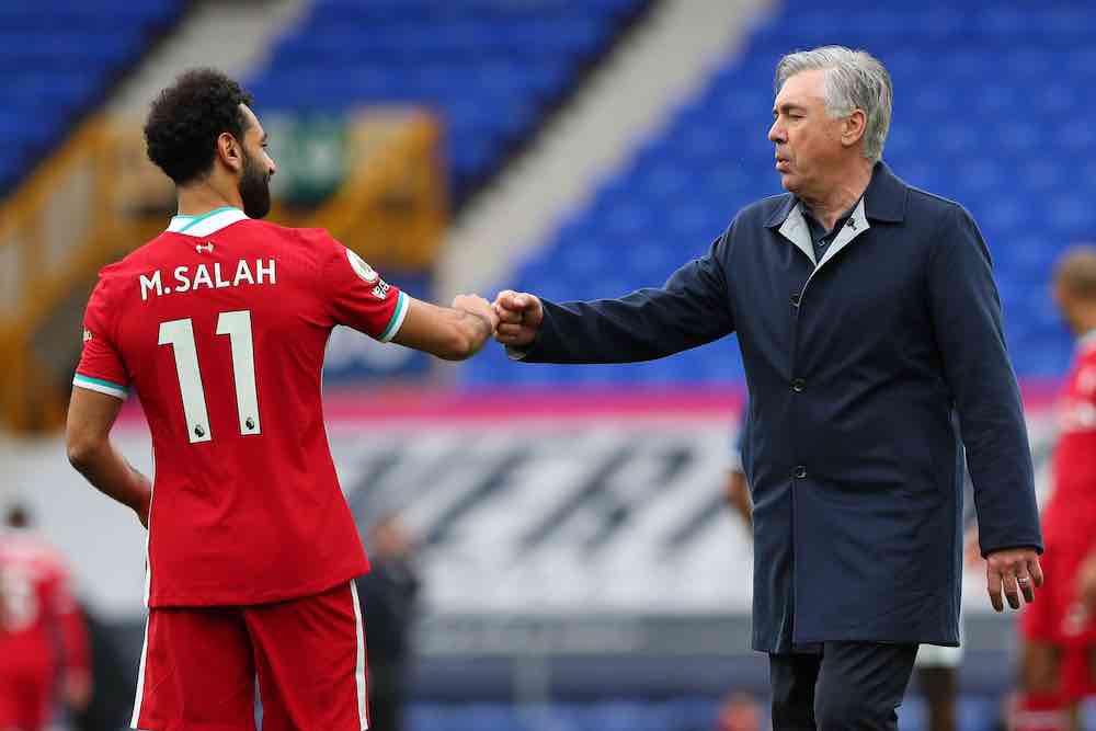 Salah Ancelotti Liverpool Everton.