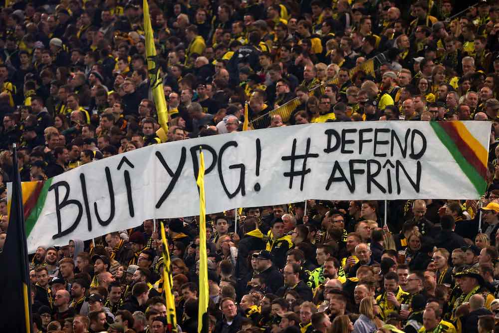 Defend Afrin Kurds Flag BVB Dortmund Fans