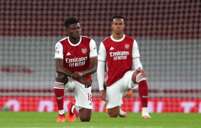 PArtey and Gabriel Arsenal Knee